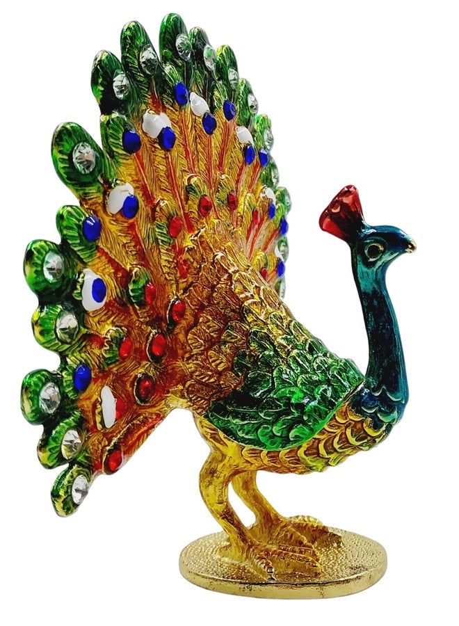 ART FLAUNTS Peacock Showpiece Bejeweled Statue for Mandir Temple Decoration Feng Shui Items for Good Luck, Decorative Items for Living Room - Image 2